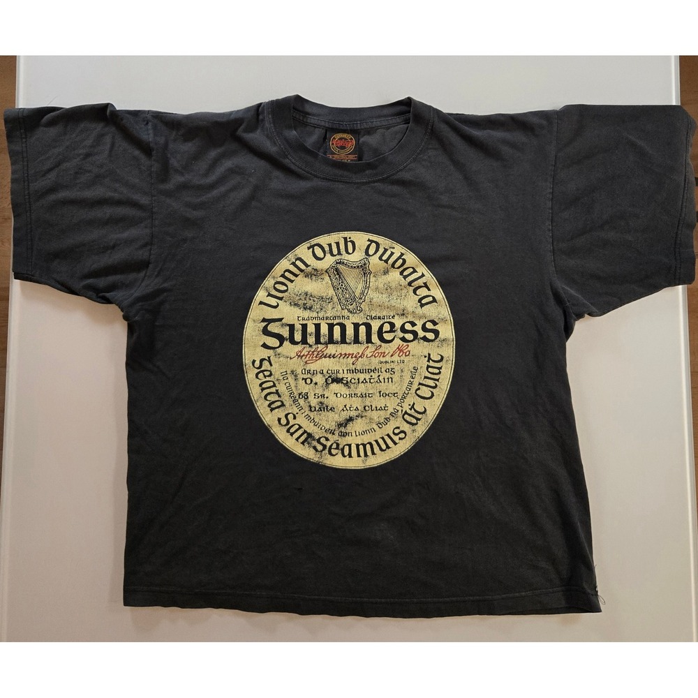 Guinness Mens Black Gaelic Harp Graphic T-Shirt Official Merch Size M
